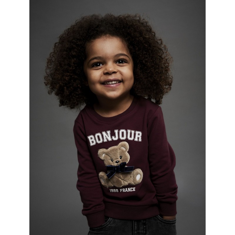 NAME IT MINI Rear L/S Sweatshirt - Burgundy