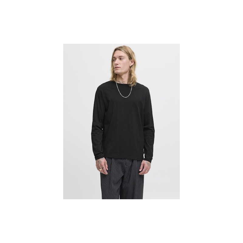 JACK&JONES Basic tee L/S O-Neck - Sort