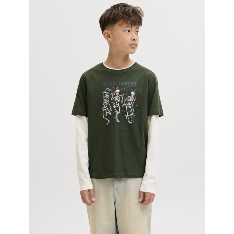 JACK & JONES JUNIOR Noel Xmas T-shirt - Kombu Green