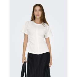 ONLY Marie Ruching T-shirt - Cloud Dancer