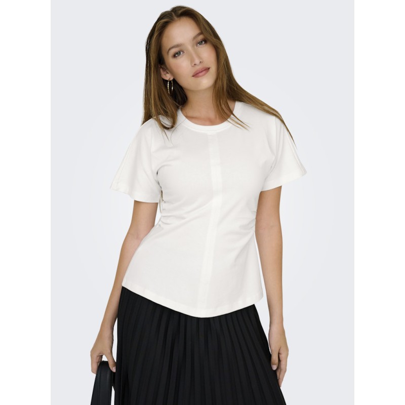 ONLY Marie Ruching T-shirt - Cloud Dancer