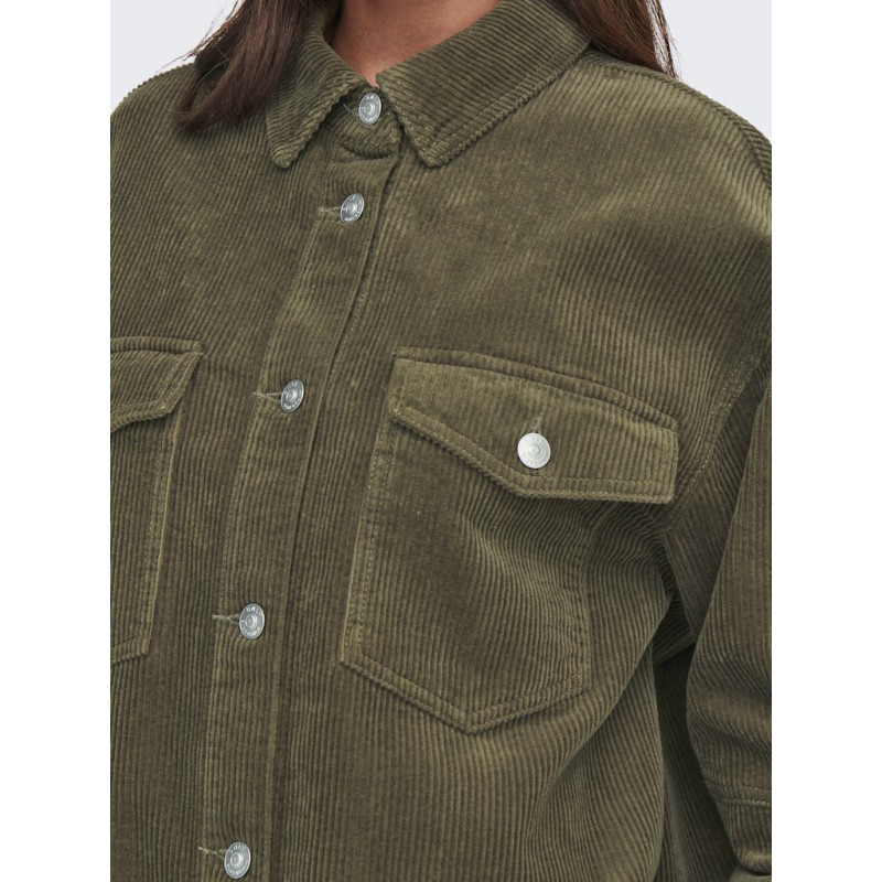 ONLY Tiggy L/S Fløjl Skjorte - Stone Gray