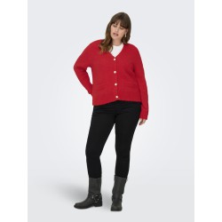 ONLY CARMAKOMA Maggie L/S Strik Cardigan - Salsa