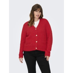 ONLY CARMAKOMA Maggie L/S Strik Cardigan - Salsa