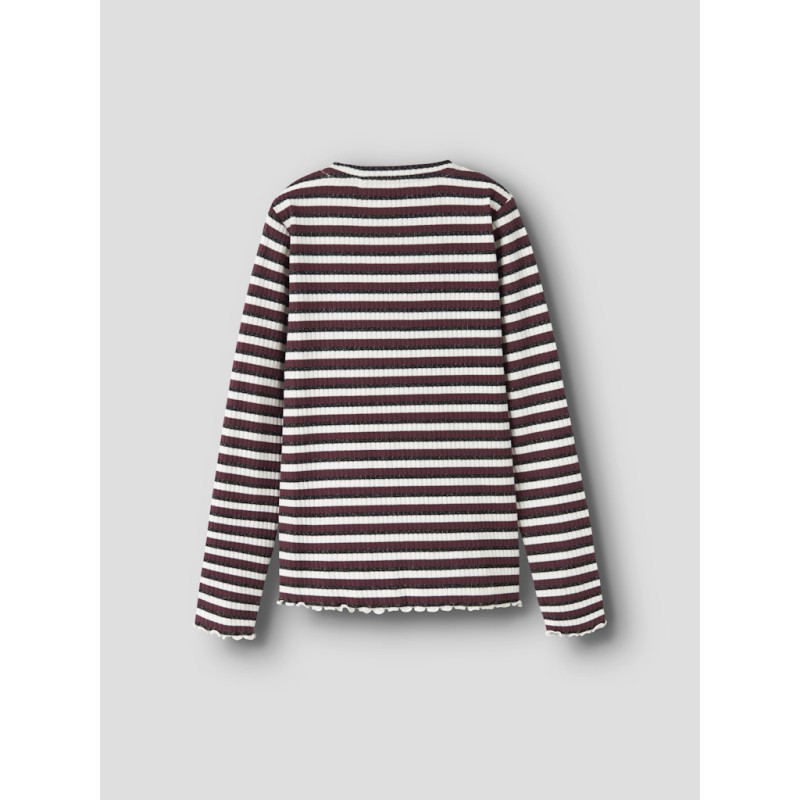 NAME IT KIDS Vemma Glitter Bluse - Cloud Dancer / Sort + Burgundy