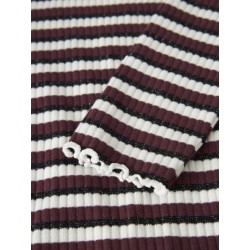 NAME IT KIDS Vemma Glitter Bluse - Cloud Dancer / Sort + Burgundy