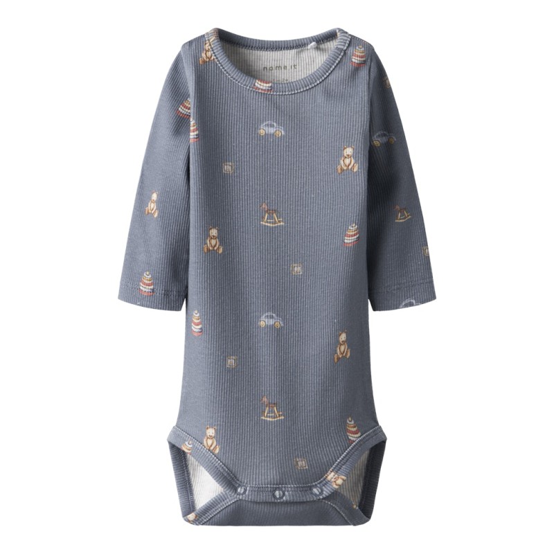 NAME IT BABY Ritoy L/S Bodystocking - Flint Stone