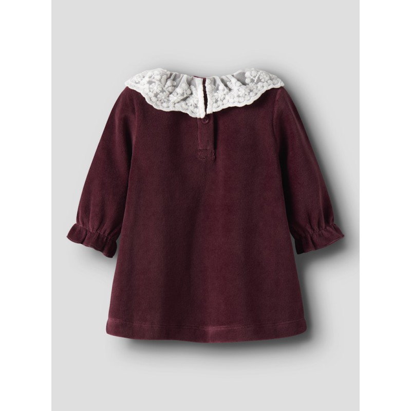 NAME IT BABY Roxy L/S Velour Kjole - Burgundy