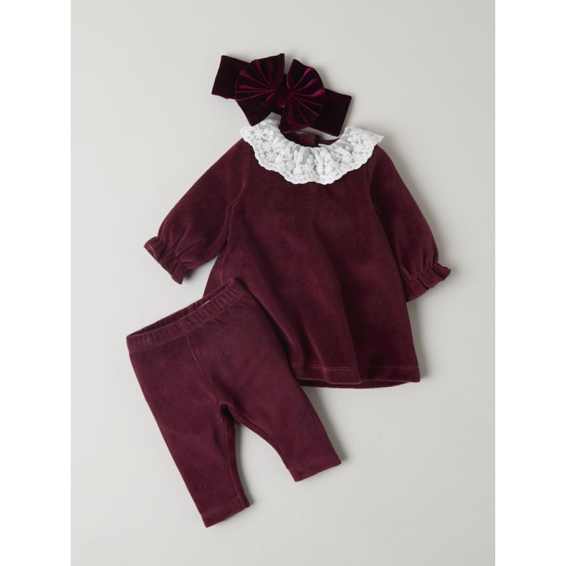 NAME IT BABY Roxy L/S Velour Kjole - Burgundy