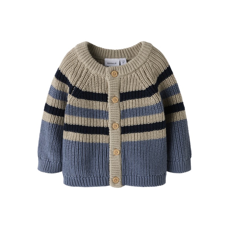 NAME IT BABY Raya L/S Strik Cardigan - Flint Stone