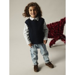 NAME IT MINI Roman Strik Slipover - Navy Blazer
