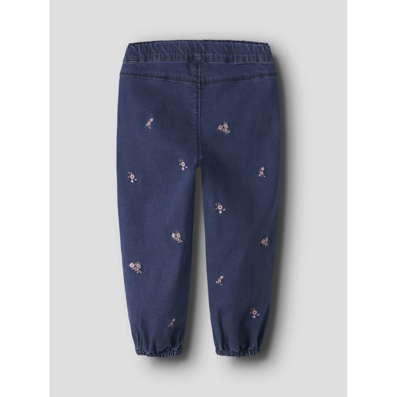 NAME IT MINI Rose Broderede Jeans 5321 - Dark Blue Denim / Flower