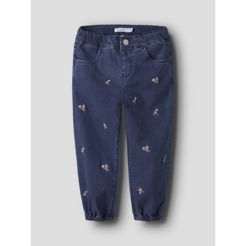 NAME IT MINI Rose Broderede Jeans 5321 - Dark Blue Denim / Flower