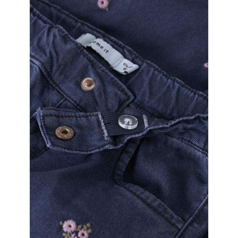 NAME IT MINI Rose Broderede Jeans 5321 - Dark Blue Denim / Flower