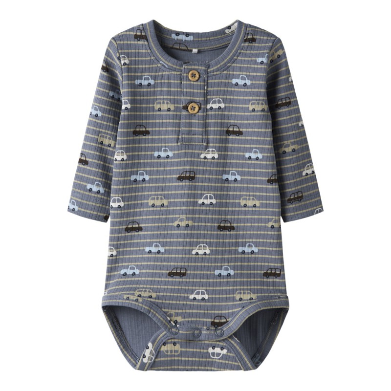 NAME IT BABY Ronald L/S Bodystocking - Flint Stone