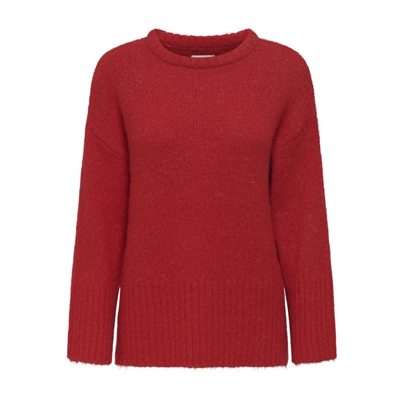 ONLY Maggie L/S Strik Sweater - Salsa