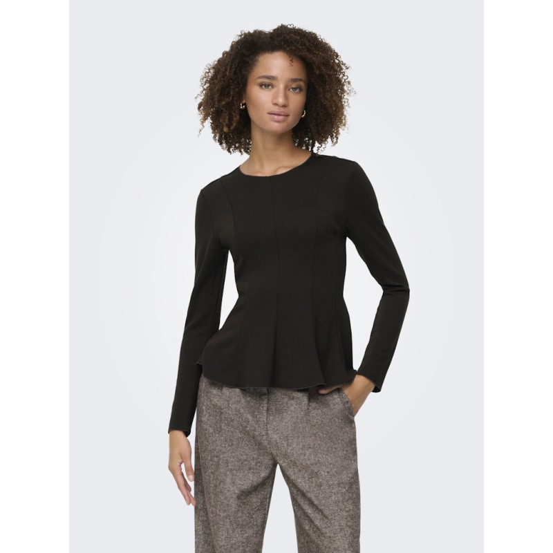 ONLY Kenya L/S Peplum Bluse - Chocolate Torte