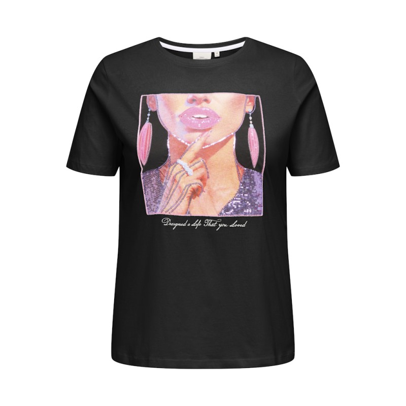 ONLY CARMAKOMA Christa T-shirt - Sort / Party Girl