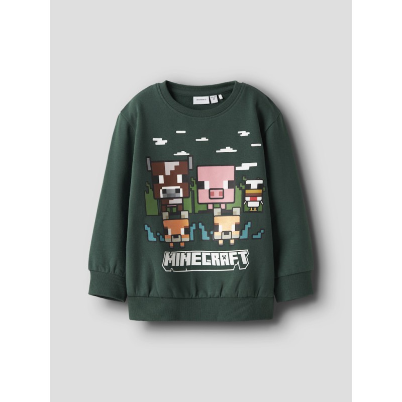 NAME IT MINI Nell Minecraft Sweatshirt - Bistro Green