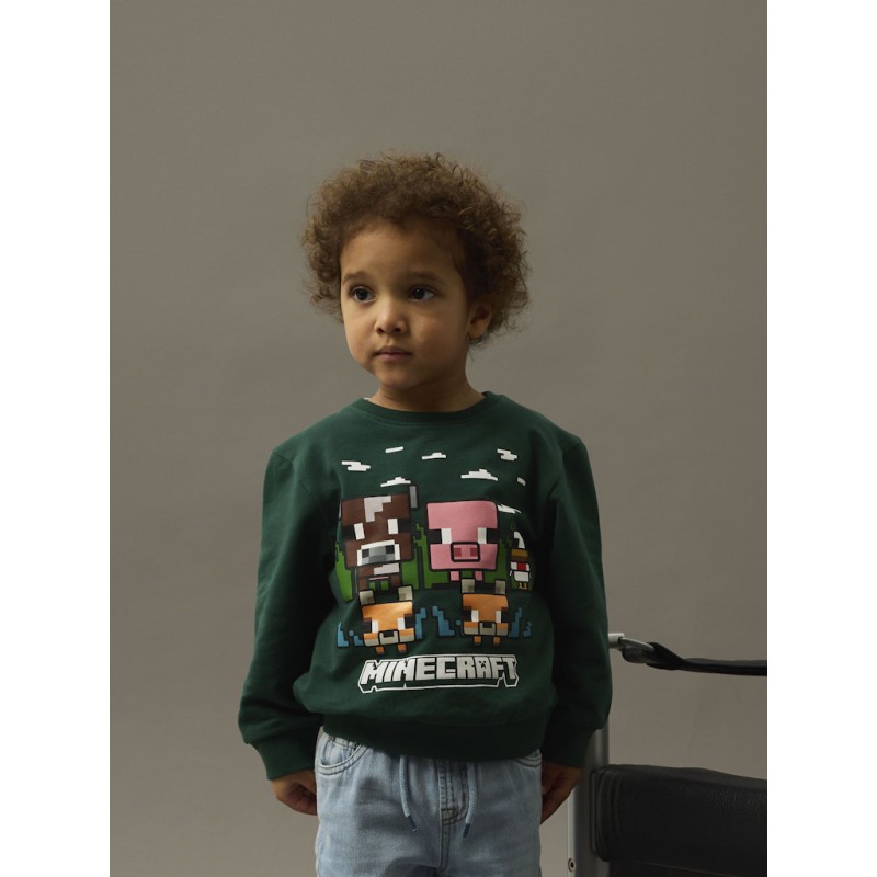 NAME IT MINI Nell Minecraft Sweatshirt - Bistro Green