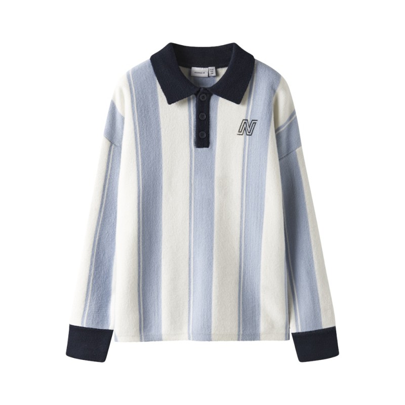 NAME IT KIDS Sima L/S Strik Polo - Kentucky Blue