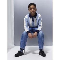 NAME IT KIDS Sima L/S Strik Polo - Kentucky Blue