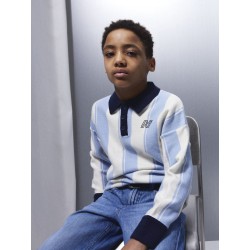 NAME IT KIDS Sima L/S Strik Polo - Kentucky Blue