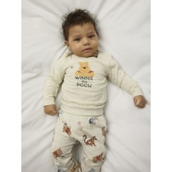 NAME IT BABY Nola Pooh L/S Bodystocking - Peyote Melange