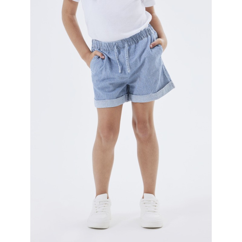 NAME IT Kids Bella HW Brede Denim Short - Medium Blue Denim