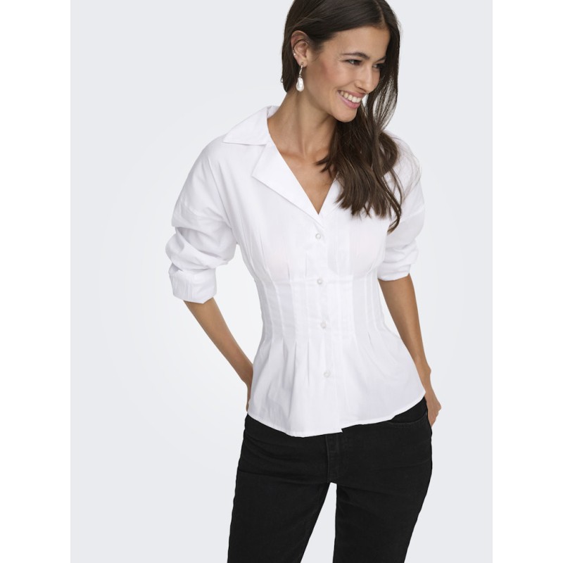 JDY Mio L/S Figursyet Skjorte - Hvid