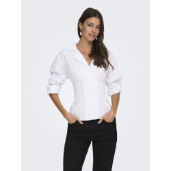 JDY Mio L/S Figursyet Skjorte - Hvid