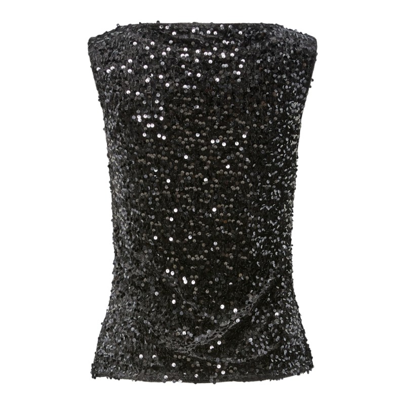 PIECES Kam Top - Sort / Black Sequins