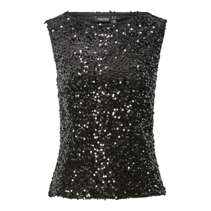 PIECES Kam Top - Sort / Black Sequins