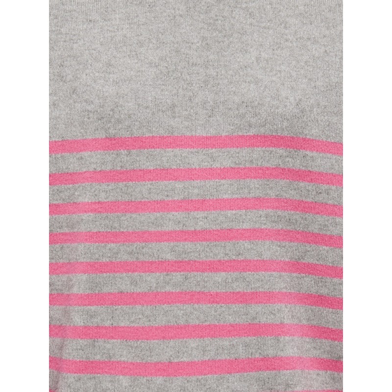 KIDS ONLY Billa L/S Strik Pullover - Medium Grey Melange / Pink Lemonade