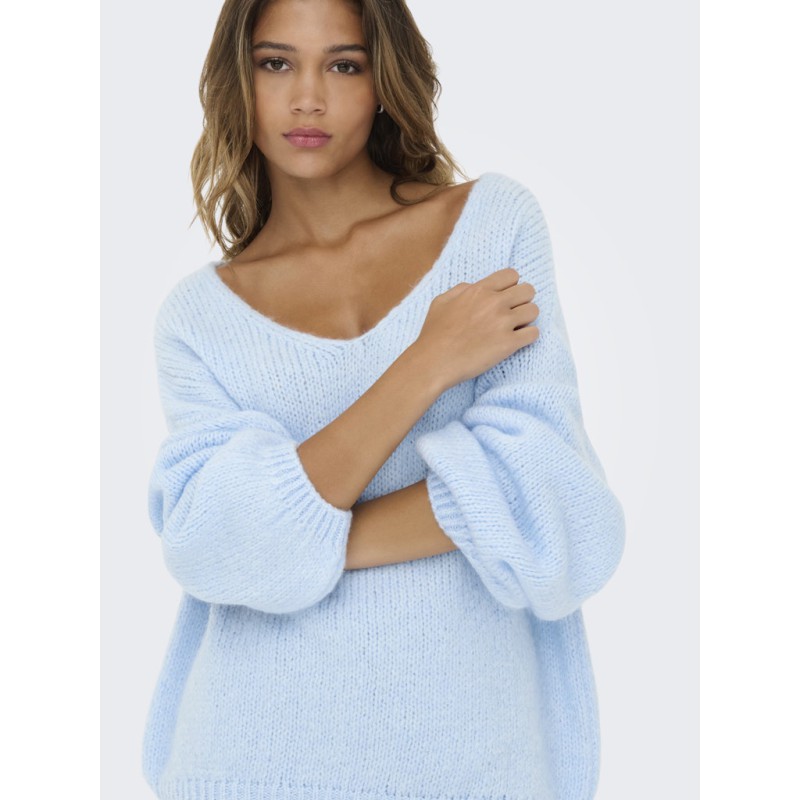 JDY Dinea L/S Vendbar Strik Pullover - Cashmere Blue