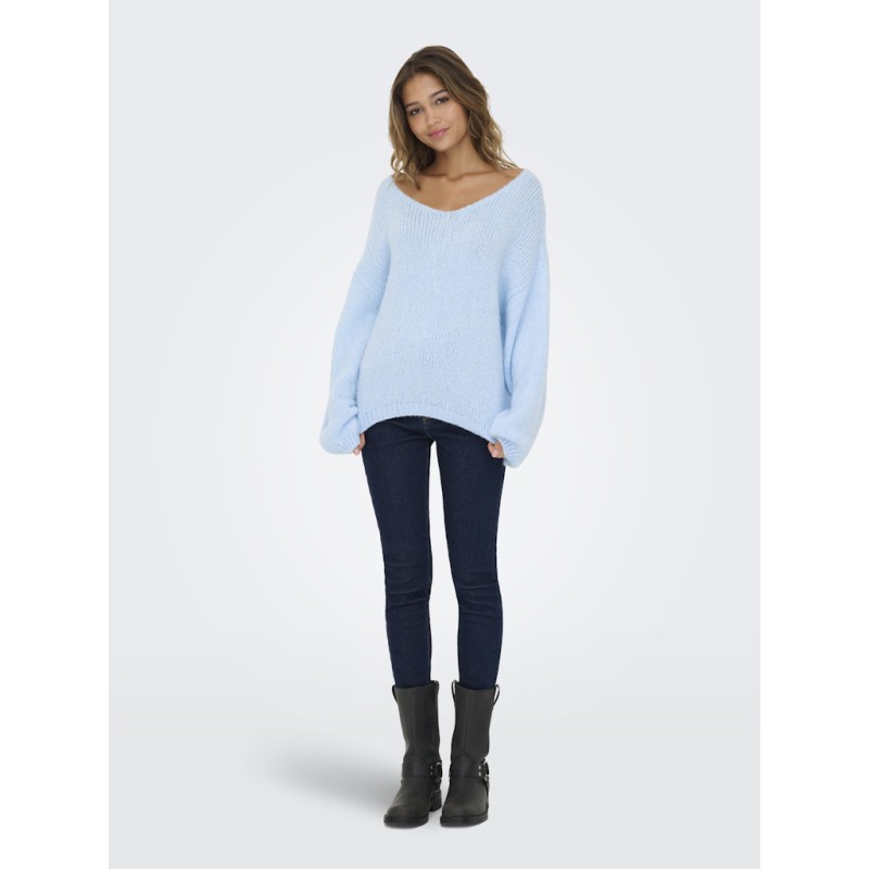 JDY Dinea L/S Vendbar Strik Pullover - Cashmere Blue