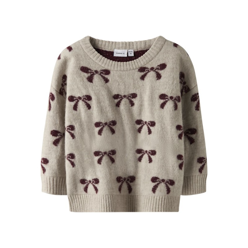 NAME IT MINI Senya L/S Strik Sweater - Cement