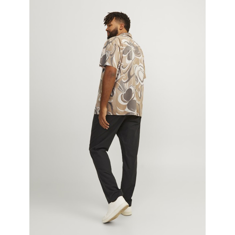 JACK & JONES Plus Palma Resort S/S Skjorte - Travertine