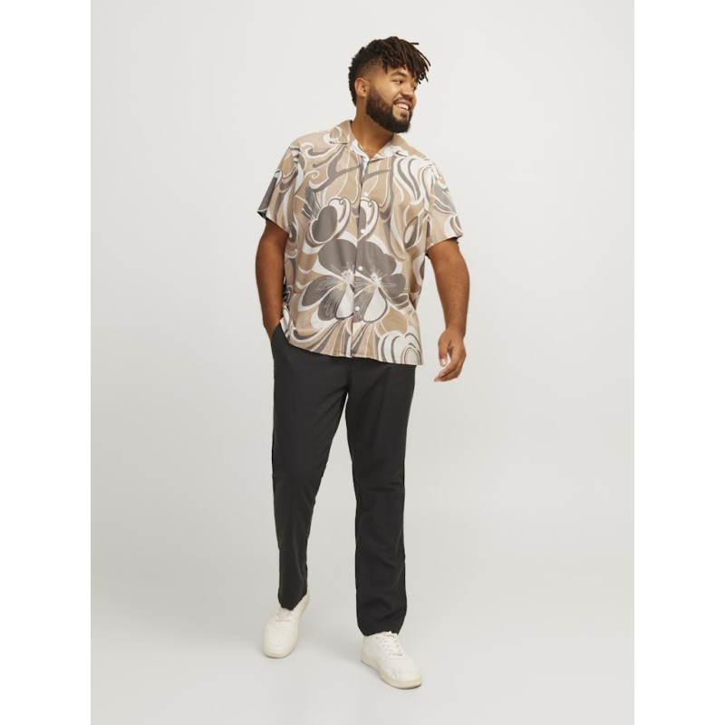 JACK & JONES Plus Palma Resort S/S Skjorte - Travertine