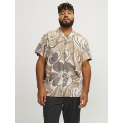 JACK & JONES Plus Palma Resort S/S Skjorte - Travertine