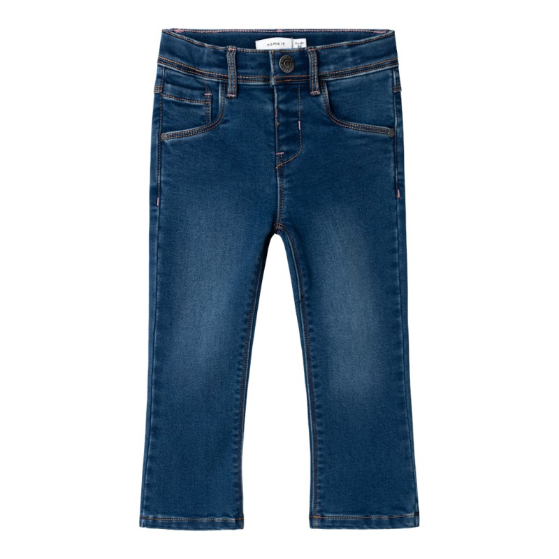 NAME IT Mini Salli Bootcut Fleece Jeans - Dark Blue Denim