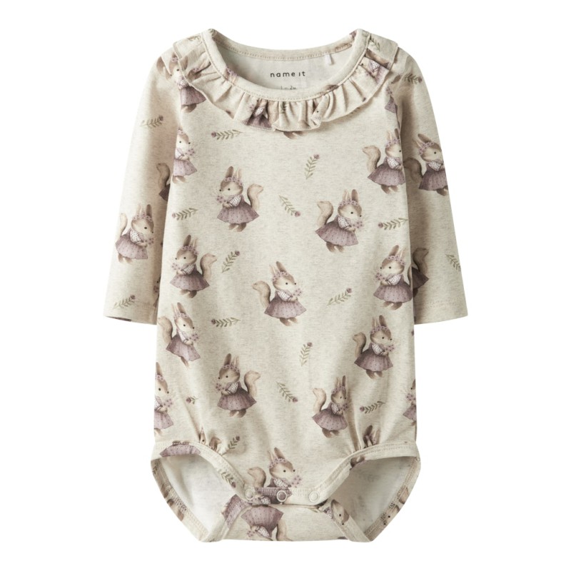 NAME IT BABY Shelly L/S Bodystocking - Peyote Melange