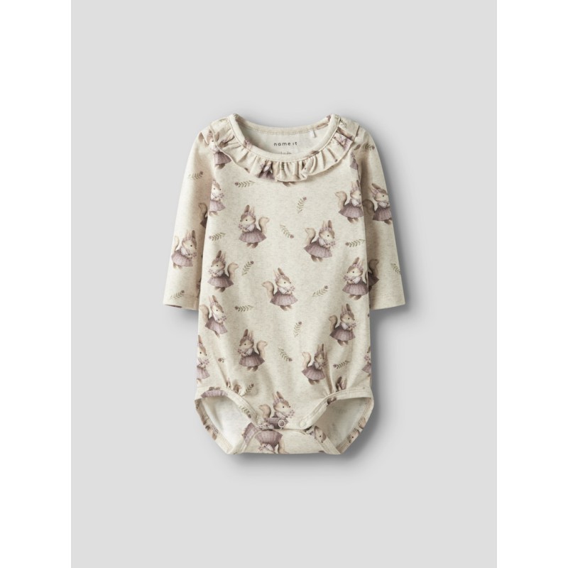 NAME IT BABY Shelly L/S Bodystocking - Peyote Melange