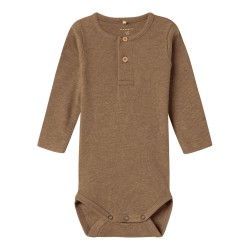 NAME IT BABY Kab L/S Bodystocking - Toasted Coconut