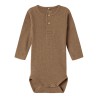 NAME IT BABY Kab L/S Bodystocking - Toasted Coconut / Melange