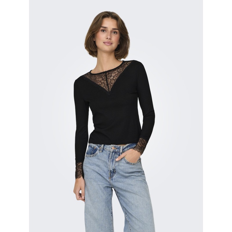 JDY Roxy L/S Blonde Top - Sort