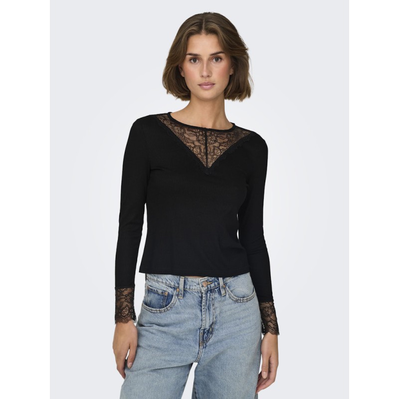JDY Roxy L/S Blonde Top - Sort