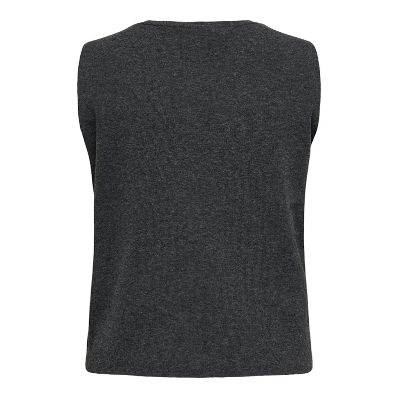 ONLY CARMAKOMA Betina Strik Vest - Dark Grey Melange