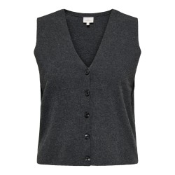 ONLY CARMAKOMA Betina Strik Vest - Dark Grey Melange
