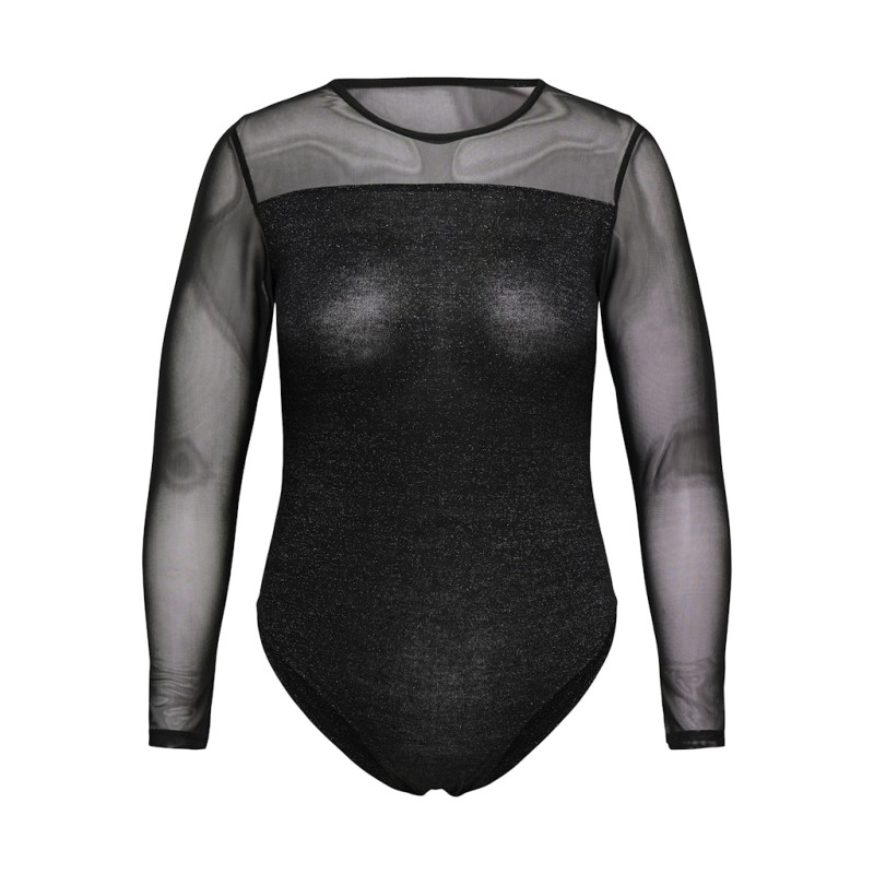 ONLY CARMAKOMA Esther Glitter L/S Bodystocking - Sort